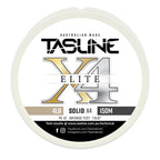 Tasline X4 Solid Elite braid spool, 4lb 150m, PE 1.0, average test 7.9lb — white spool with printed Tasline label