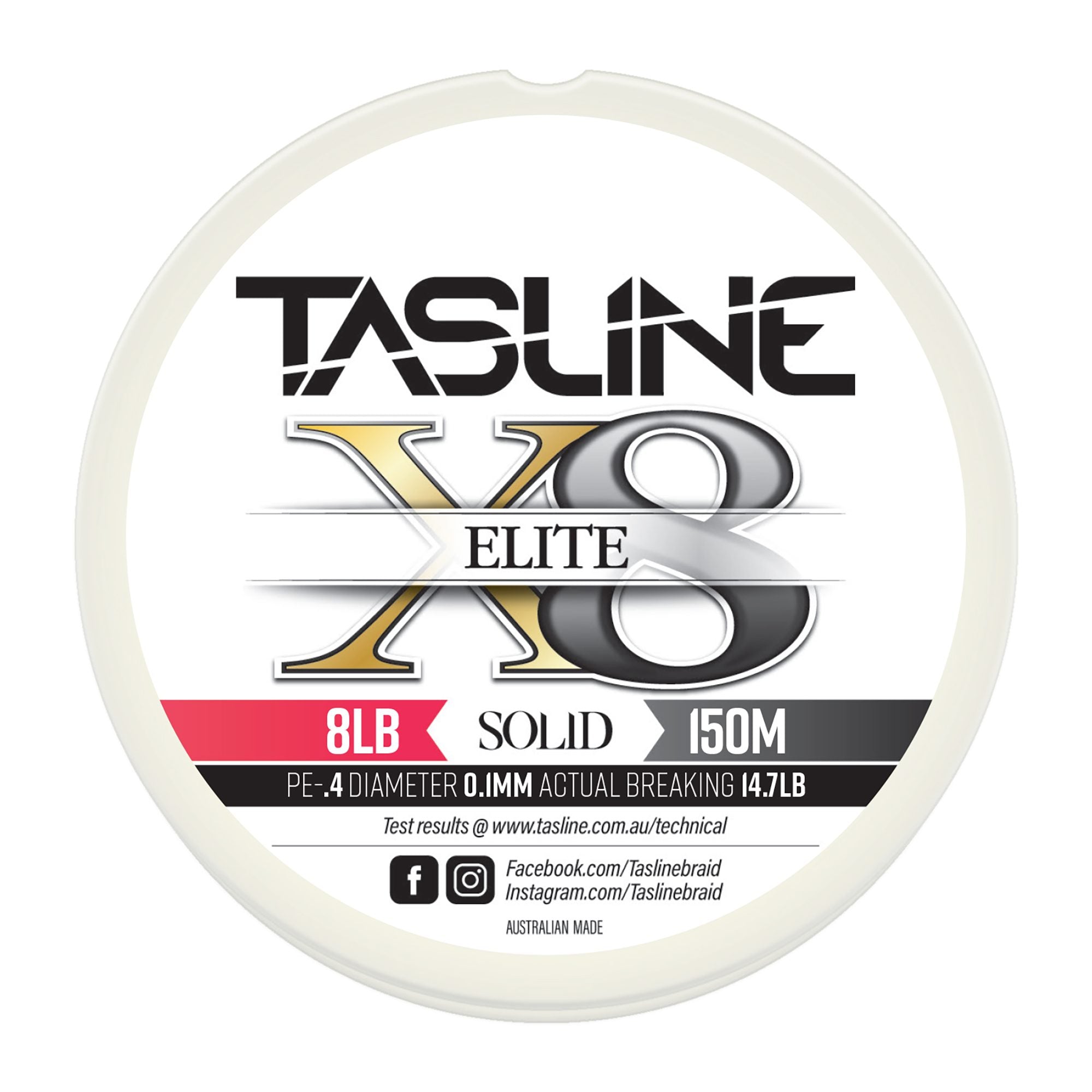 TL008-0150 - Tasline X8 Solid Elite Braid 8lb 150m