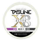Tasline X8 Solid Elite braid spool, 12lb 450m, PE 0.6, 0.128 mm diameter — white spool with printed Tasline label