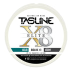 Tasline X8 Solid Elite braid spool, 40lb 150m, PE 3.5, 0.317 mm diameter — white spool with printed Tasline label