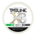 Tasline X8 Solid Elite braid spool, 50lb 150m, PE 4, 0.332 mm diameter — white spool with printed Tasline label