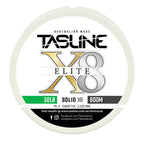Tasline X8 Solid Elite braid spool, 50lb 600m, PE 4, 0.332 mm diameter — white spool with printed Tasline label
