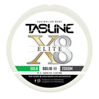Tasline X8 Solid Elite braid spool, 50lb 2000m, PE 4, 0.332 mm diameter — white spool with printed Tasline label