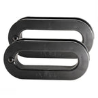 Two black Tasline knot pullers overlapping at a slight angle on a white background