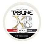 Tasline X8 Solid Elite braid spool, 80lb 1000m, PE 8, 0.480 mm diameter — white spool with printed Tasline label