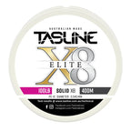 Tasline X8 Solid Elite braid spool, 100lb 400m, PE 10, 0.545 mm diameter — white spool with printed Tasline label