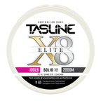Tasline X8 Solid Elite braid spool, 100lb 2000m, PE 10, 0.545 mm diameter — white spool with printed Tasline label