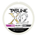 Tasline X12 Hollow Elite braid spool, 60lb 600m, PE 6, 0.42 mm diameter — white spool with printed Tasline label