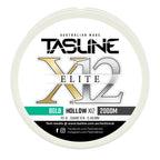 Tasline X12 Hollow Elite braid spool, 80lb 2000m, PE 8, 0.46 mm diameter — white spool with printed Tasline label