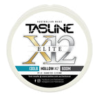 Tasline X12 Hollow Elite braid spool, 130lb 600m, PE 13, 0.72 mm diameter — white spool with printed Tasline label