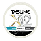 Tasline X12 Hollow Elite braid spool, 130lb 2000m, PE 13, 0.72 mm diameter — white spool with printed Tasline label